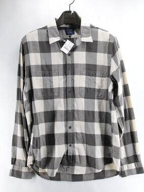 J Crew Flannel Shirt Mens Large Black and White Check Plaid NWT Midweight